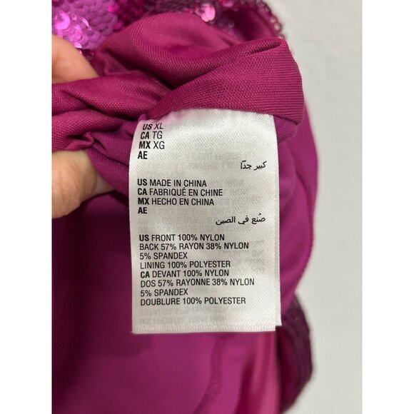 INC Womens Magenta Sequined Ruffled Sleeveless V Neck Top SZ XLarge - Picture 6 of 10